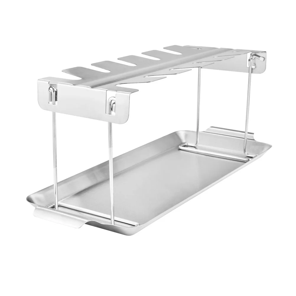 

1Set Folding Chicken Leg Rack Stainless Steel Grill Roaster Tool Durable Easy Use Heat Resistant Smooth Surface No Burrs Bbq