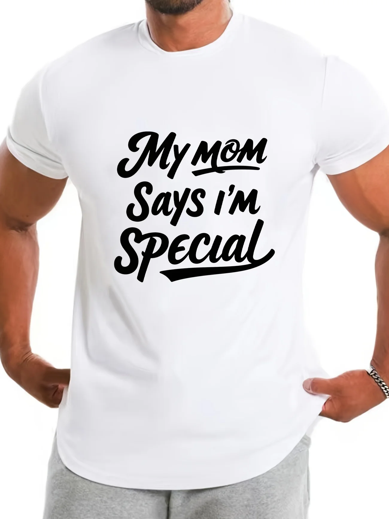 

“My mom says I'm special” printed T-shirt, pet-loving, favorite of cool people, soft fabric, suitable for home and out