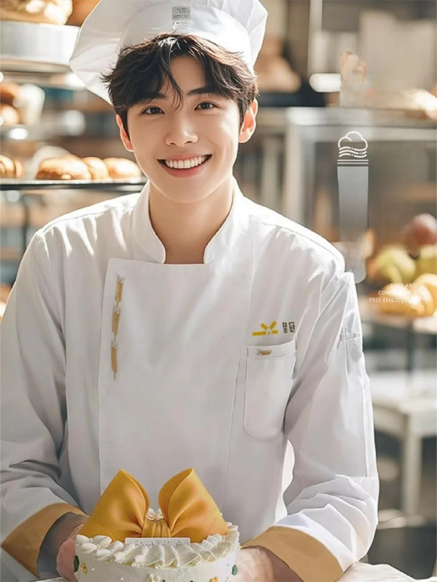 

Рабочая форма для поваров с принтованным логотипом, мужская одежда для отелей, ресторанов и пекарен, дышащая рабочая одежда для весны и лета