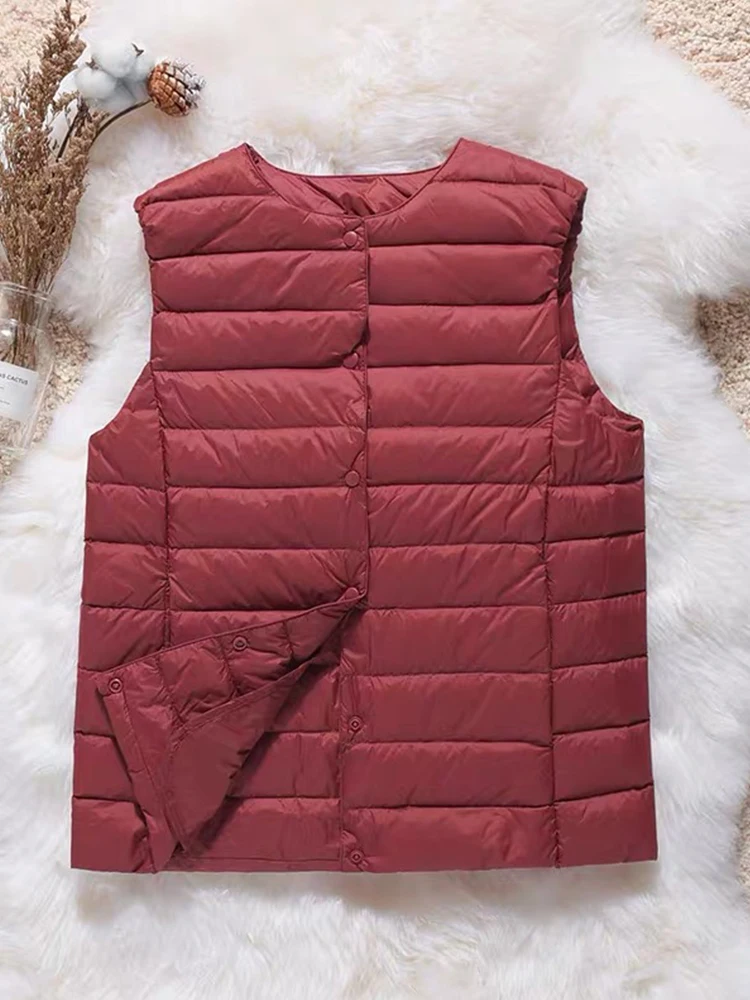 Fitaylor 2022 Spring Autumn Women Ultra Light White Duck Down Vest Casual Female Warm Slim Sleeveless Waistcoat Outwear Tops