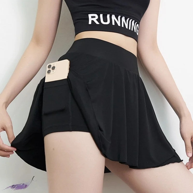 

High Waist Yoga Skirt Loose Wide Leg ort Dance Fitn Student Casual Loose Skirt Pants Nylon Tee-acetate Fiber