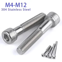 304 Stainless Steel Hex Socket Cap Screw Half Tooth Cylindrical Tapping Hexagon Socket Bolts M4 M5 M6 M8 M10 M12 Long 30-150MM