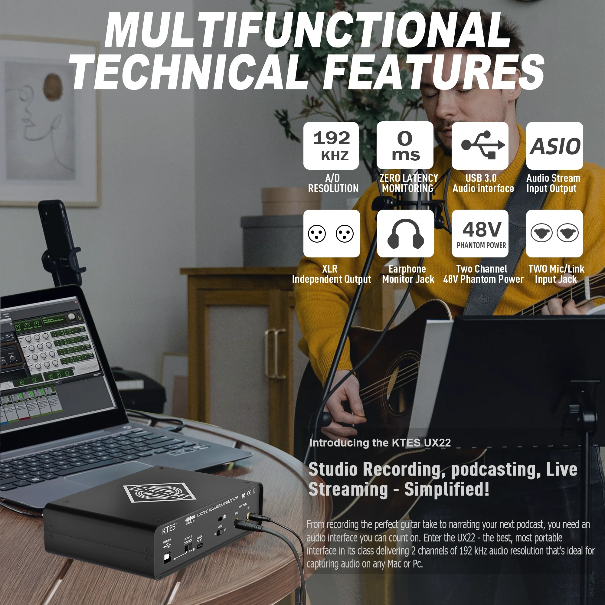 UX22 Audio Interface 192kHz 32 - Audio Music In Youtube 评论和价格