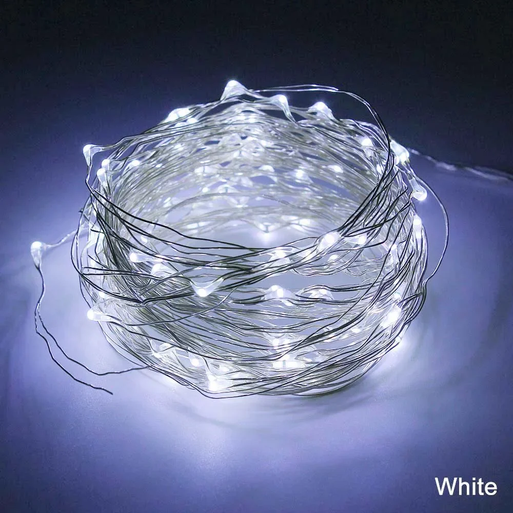 Christmas lights 10m Waterproof Remote Control Fairy Lights Battery Operated Decoration 8 Mode Timer Silver Wire LED Lighting