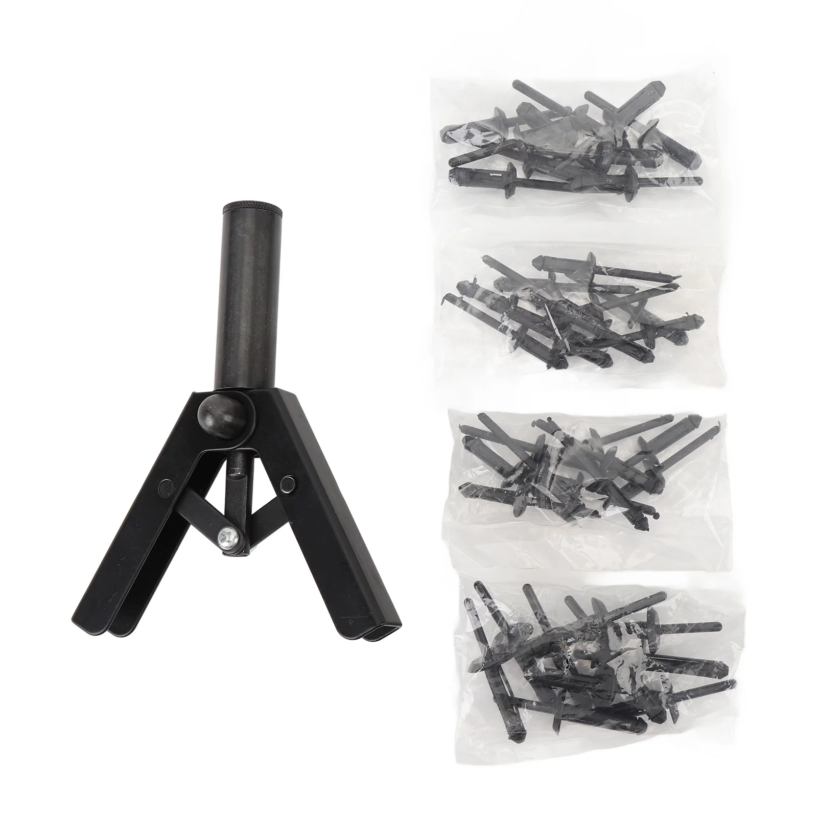 Set di strumenti per rivetti Strumento per rivettatrice manuale professionale con una sola mano Strumento per rivettatura manuale con 40 rivetti in plastica per pannelli porta auto