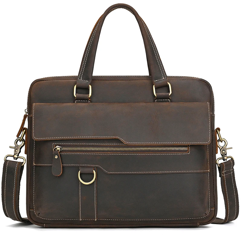 Valigetta per laptop in vera pelle di alta qualità per uomo Valigetta da lavoro in pelle di vitello maschile Borsa a tracolla stile vintage