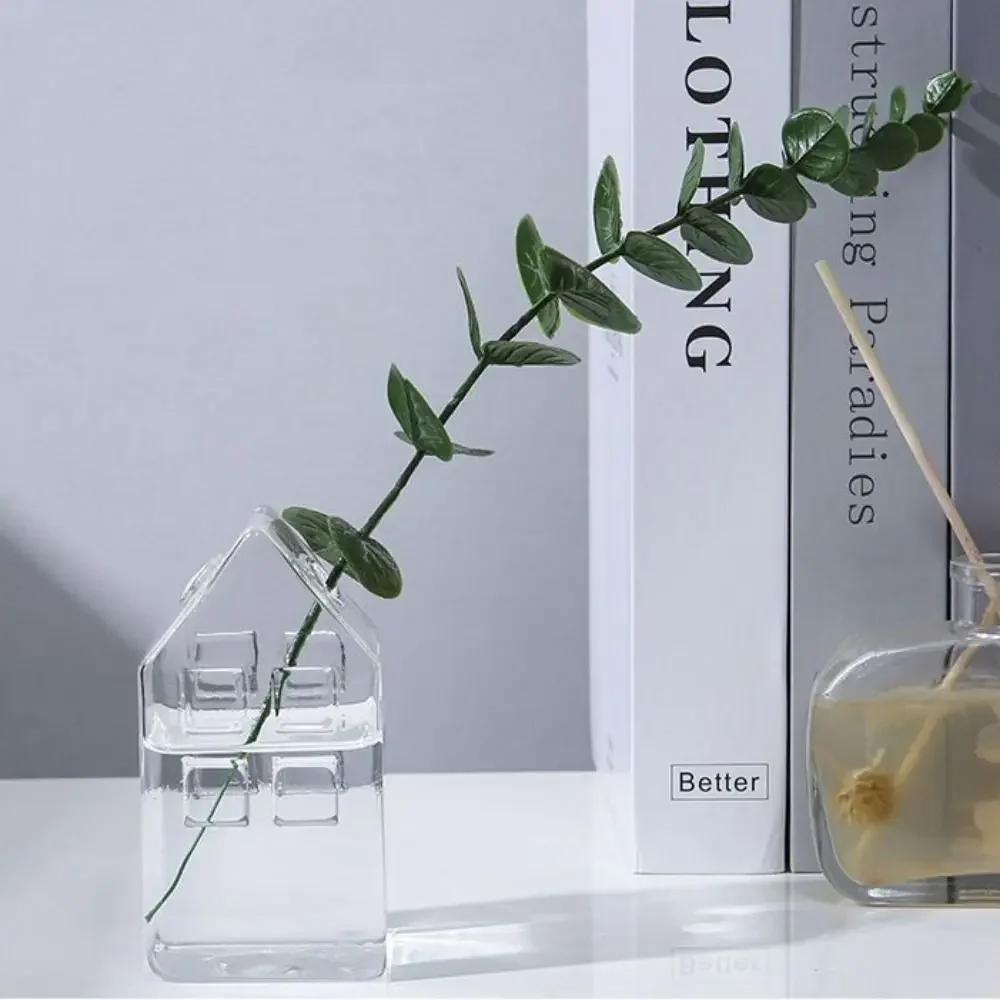 Vintage Flower Vase Mini Glass Vase Wedding Party Transparent Hydroponics Plant Flower Vases Desktop Ornaments Home Decoration