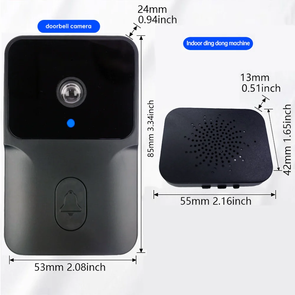 Timbre de puerta inalámbrico con cámara de vídeo, intercomunicador con detección de movimiento, Wifi, IR, alarma de seguridad para el hogar, Tuya