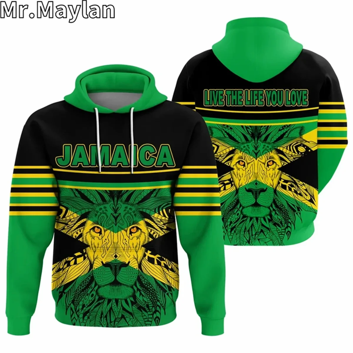 CUSTOM JAMAICA KING ROAR Reggae Bob Marley 3D Unisex Hoodie Men Sweatshirt Streetwear Zip Pullover Casual Jacket Tracksuits F134