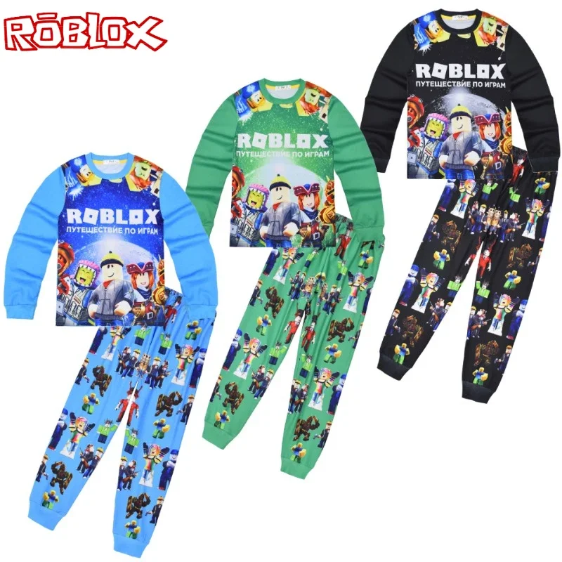 

Одежда с героями мультфильмов Roblox, домашняя одежда для детей среднего и большого размера, костюм из двух предметов с длинными рукавами, пижама, подарок на день рождения для девочек и мальчиков