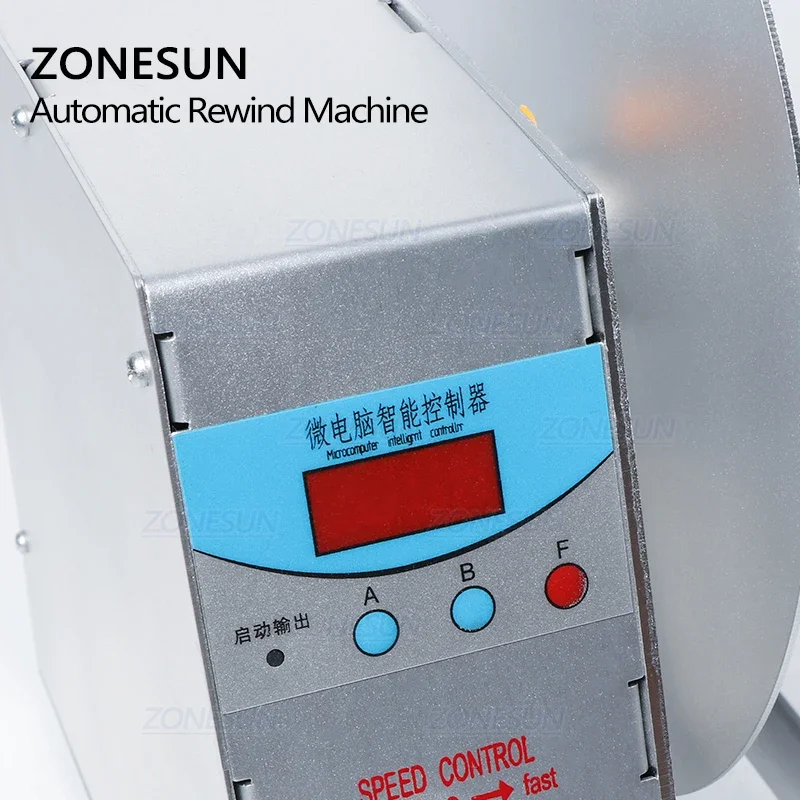 ZONESUN-rebobinadora de etiquetas automática para lavado de ropa, etiqueta de código de barras, etiqueta de precio, etiqueta autoadhesiva, velocidad