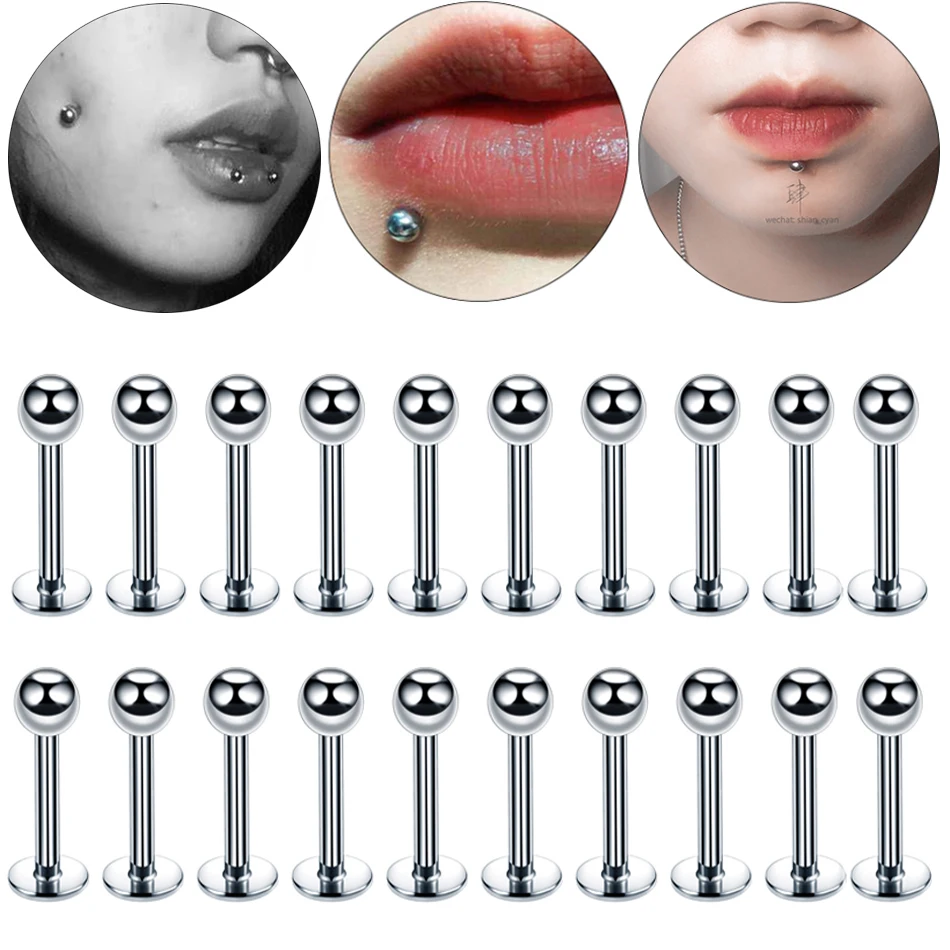 1PC Steel 3/4/5mm Ball Ear Tragus Helix Piercing Labret Monore Ring Lip Piercings Oreja Cartilage Piercings Jewelry 16G 14G