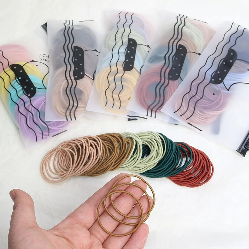 100 Stück/Set Damen 3,5CM Basis Nylon Elastische Haarbänder Pferdeschwanz-Haargummis Haarband Haaraccessoires Kopfschmuck