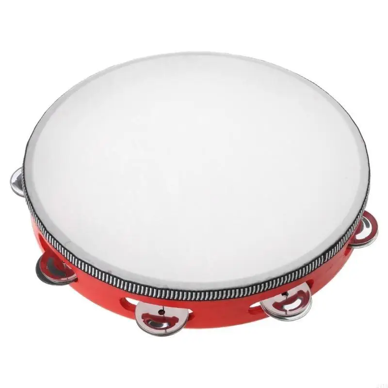 Tambourines Musical Instrument for Adults Wooden Hand Held Drum Bells Tamborine 