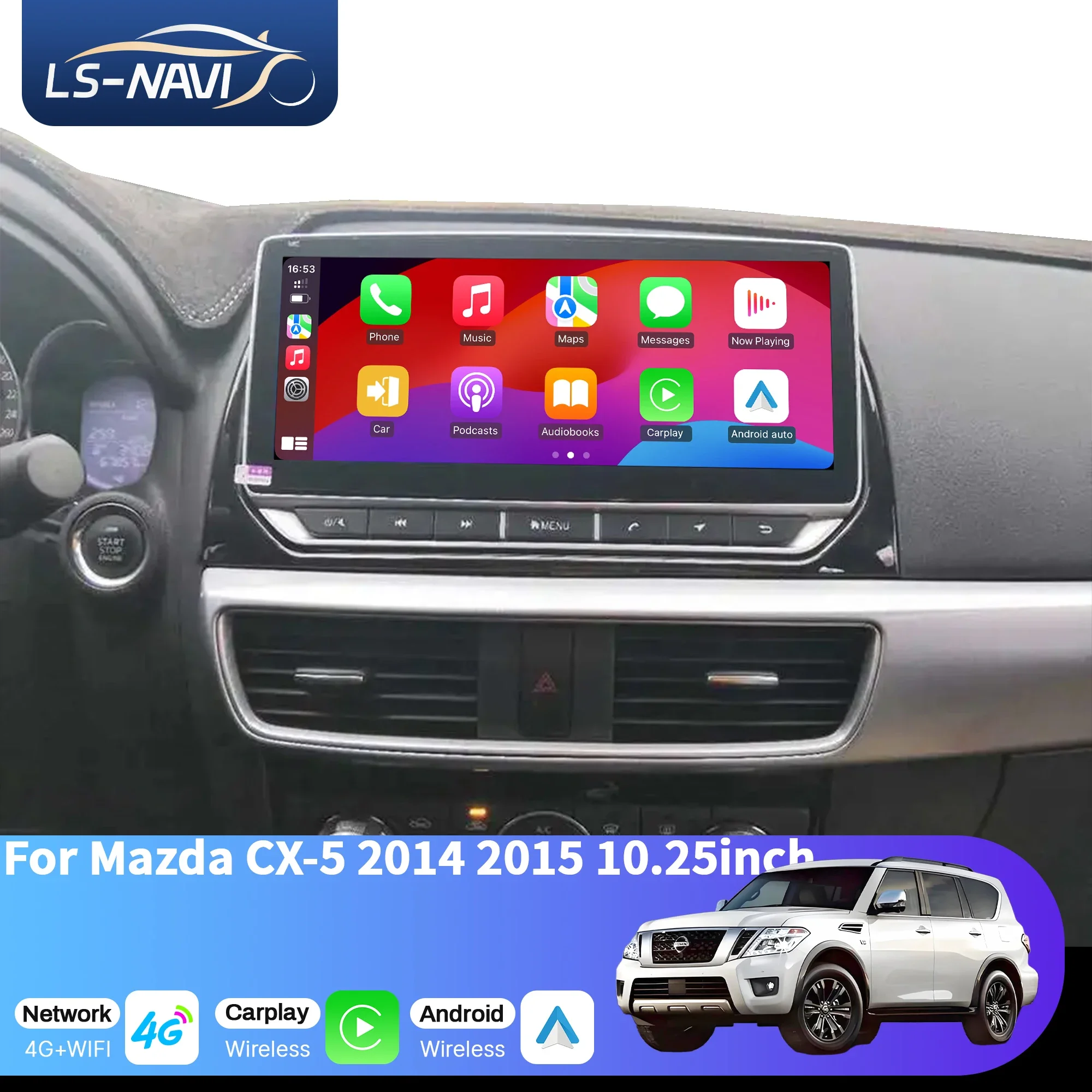 10.25 inch Car Radio For Mazda CX-5 2014 2015 Android 15 4G Head Unit Wireless Bluetooth CarPlay Touch Screen Stereo