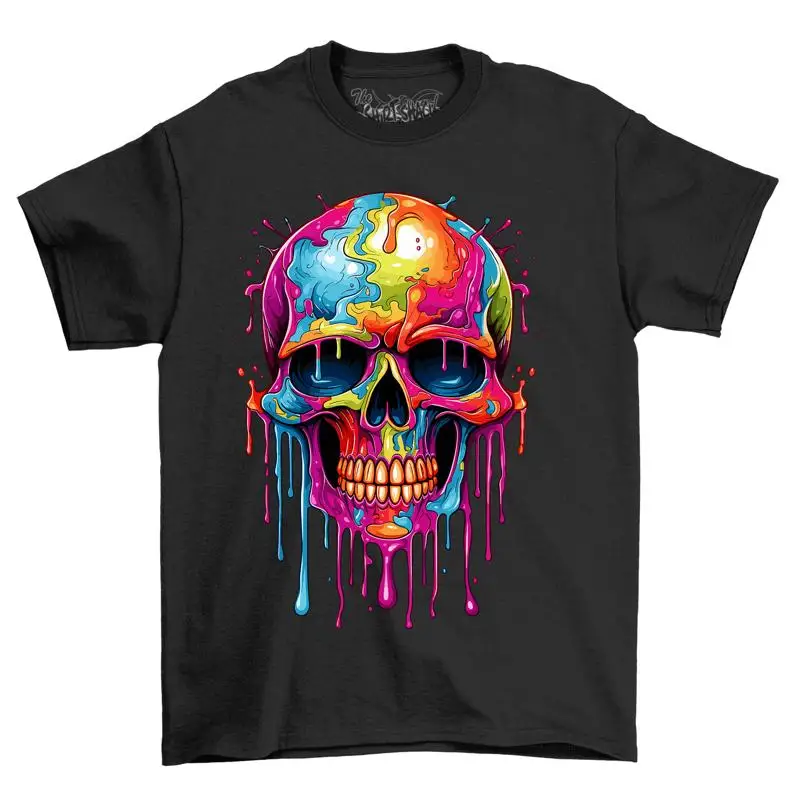 Skull 2 Paint Drip Design Funny and Colorful Wear your T shirt