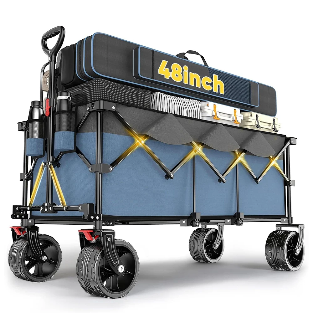 

48''L Collapsible Foldable Extended Compact Folding Wagon Cart for Car Trunk Storage