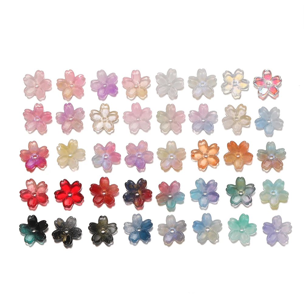 10Pcs/lot Glass Gradient Beads Cherry Blossom Scattered Beads Handcrafted DIY Production Jewelry Craft  Bracelet Accessories