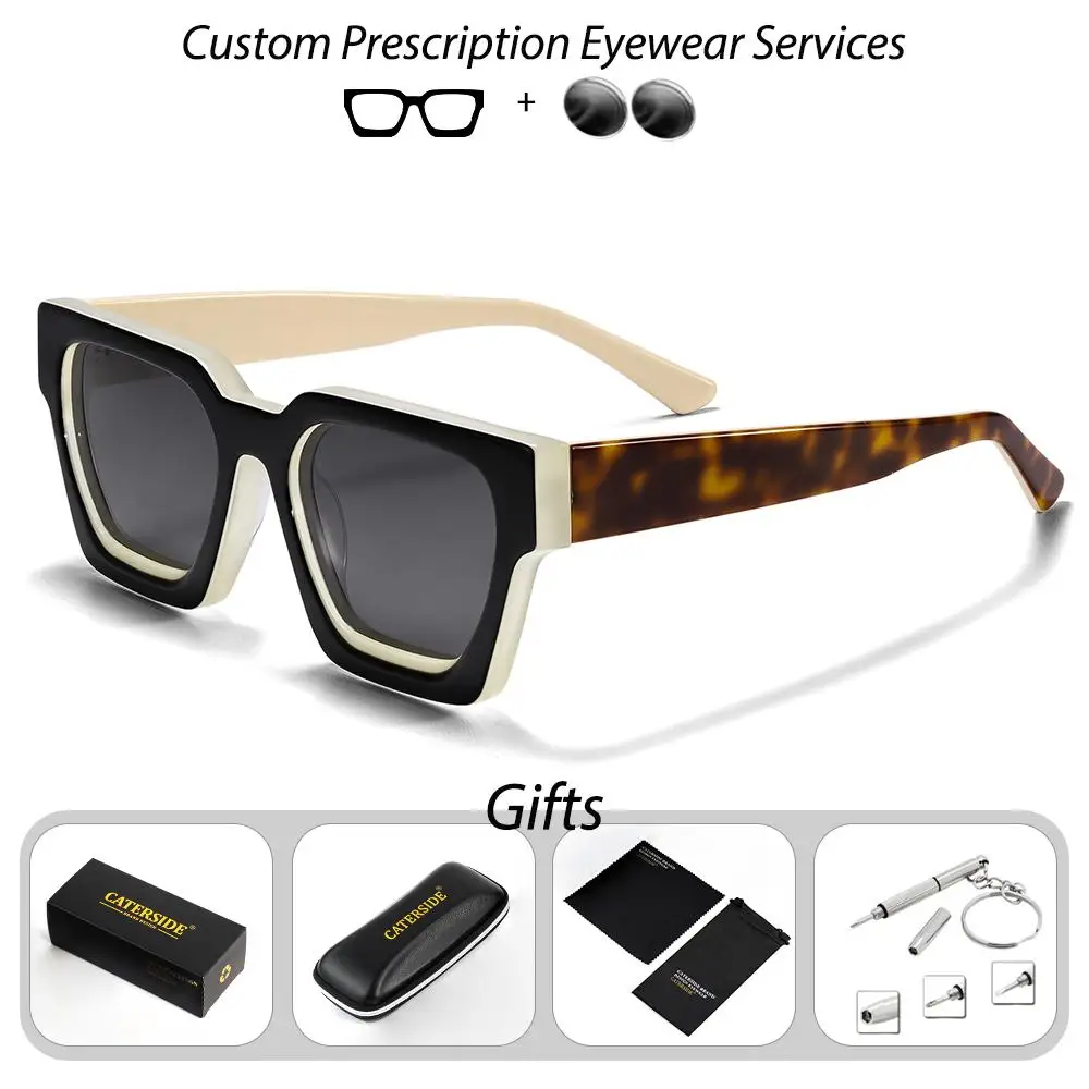 CATERSIDE Vintage Herren-Korrektionsbrille, verdickte quadratische optische Sonnenbrille für Damen, modische Brille für Outdoor-Fahrten – Detail 11