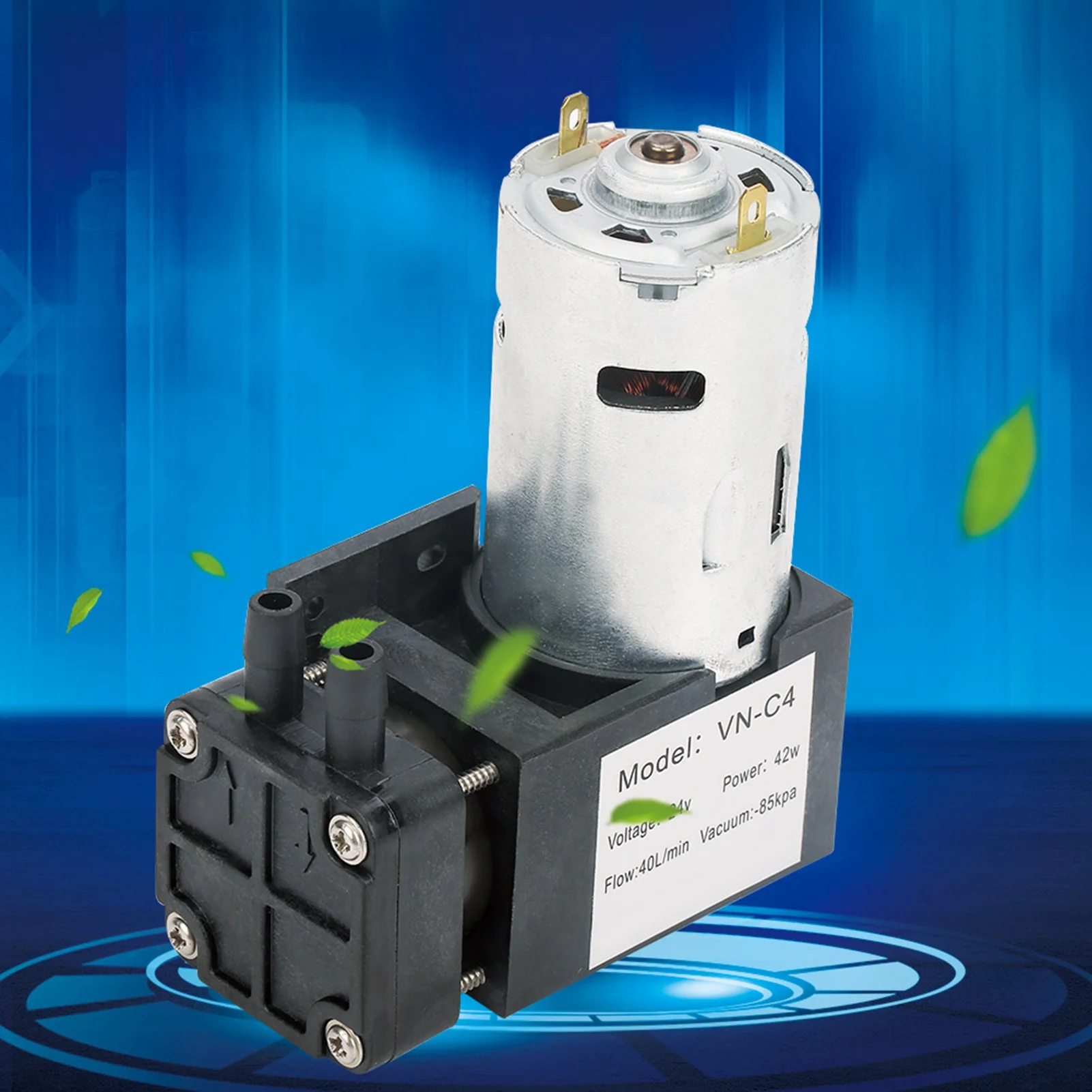 DC24V Mini Small Oilless Vacuum Pump ‑85KPa Flow 40L/min for Gas Air