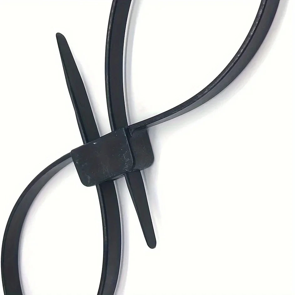 Durable Black Nylon Zipper Tie Handcuffs - UV, Anti-Slip Design for Secure Item Fastening in Various Applications