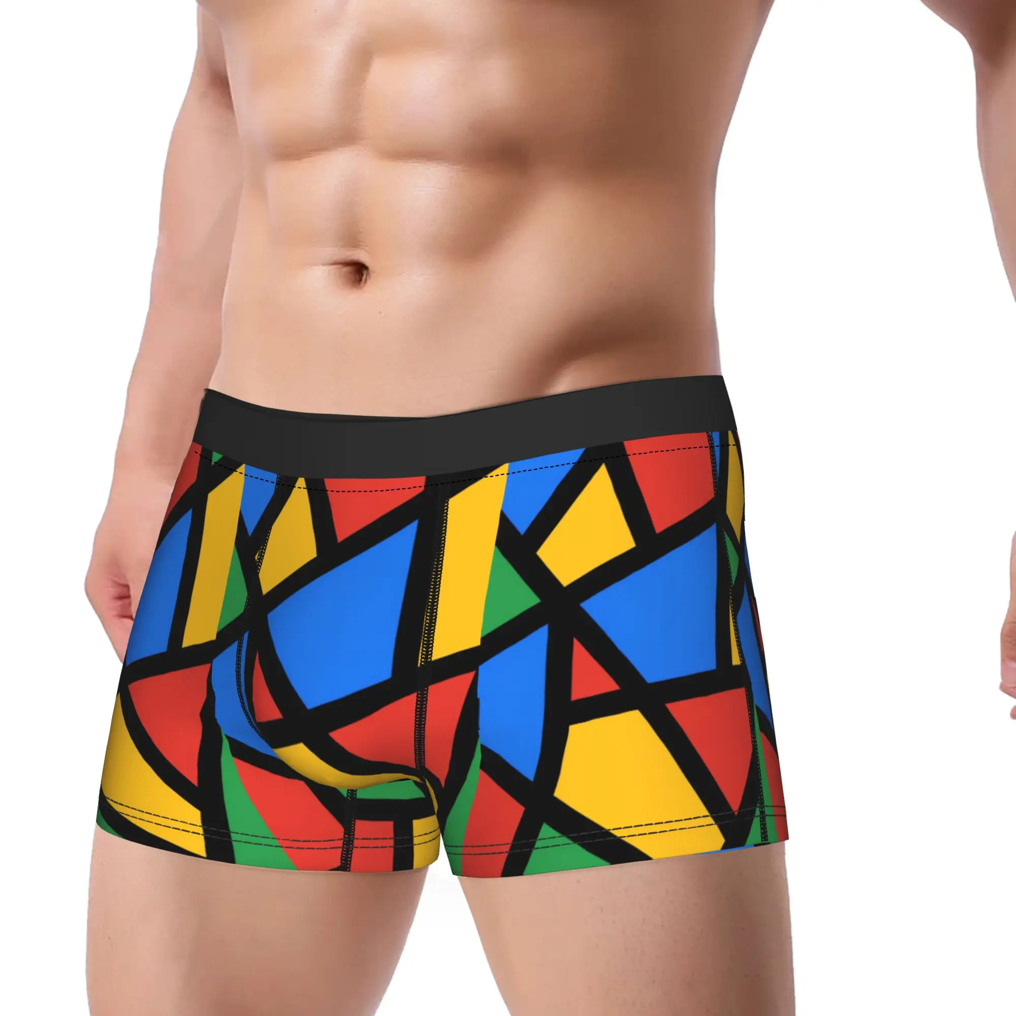 Stained Glass Abstract Underwear  Design Boxershorts High Quality Males Underpants Soft Trend Shorts Briefs Gift Idea