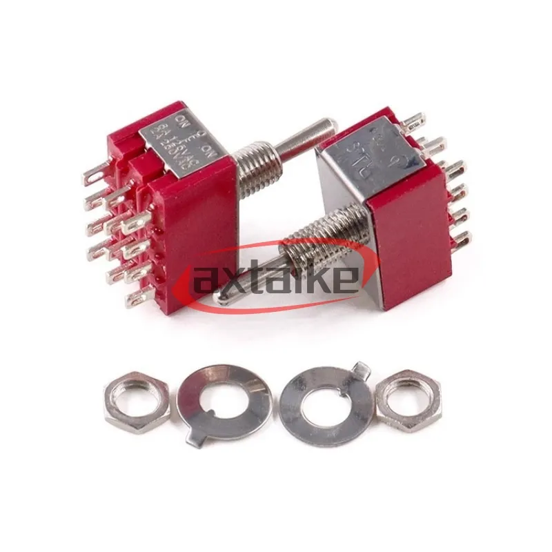 2 PCS MTS-302/303/402/403 SPDT/DPDT Toggle Rocker Switch 5A 120 V/2A 250 V AC On-Off-On/On-On 9Pin/12Pin Auto-Reset