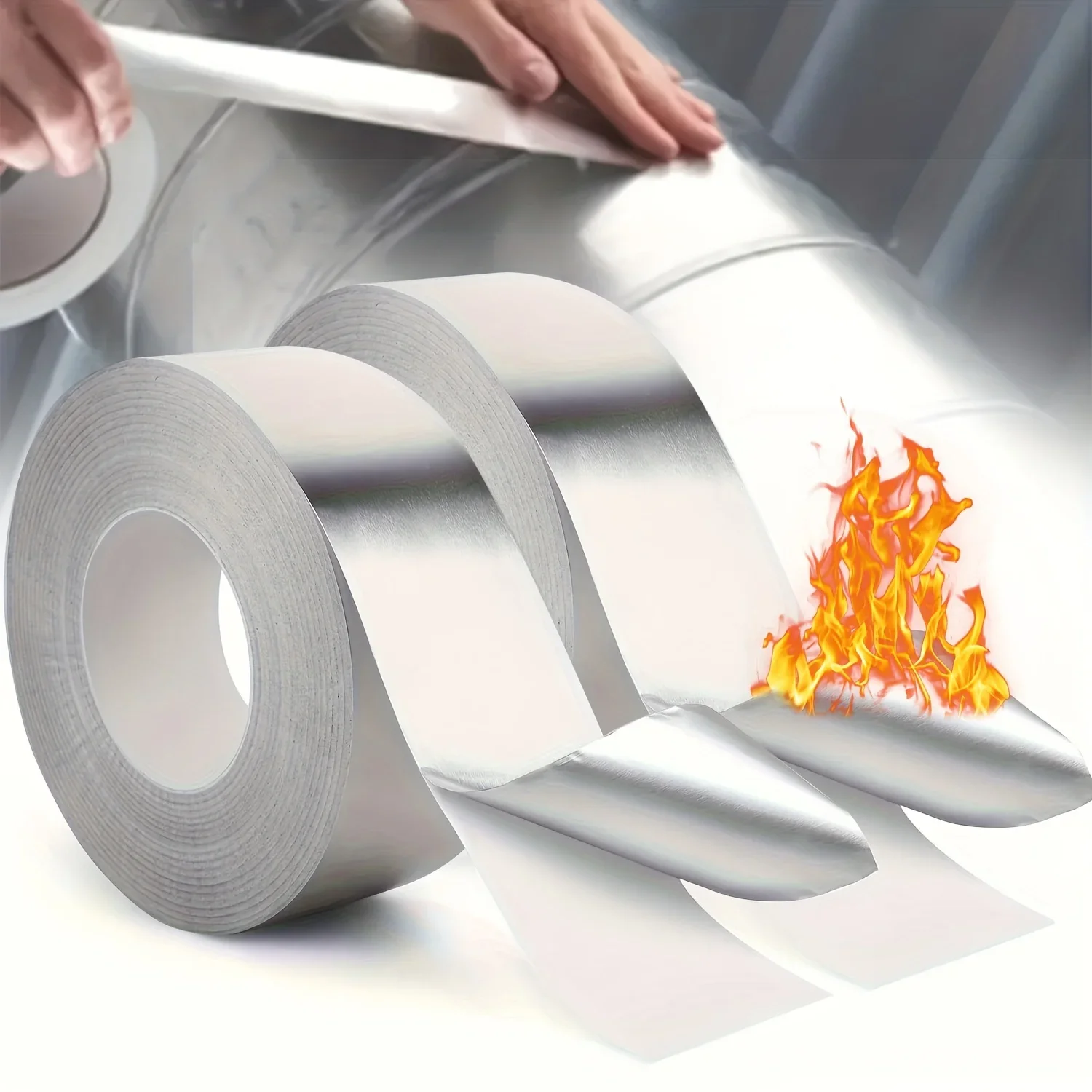 High Temperature Resistant Aluminum Foil Tape 0.1mm Thick Smoke Exhaust Pipe Sealing Kitchen Insulation Aluminum Foil Tape