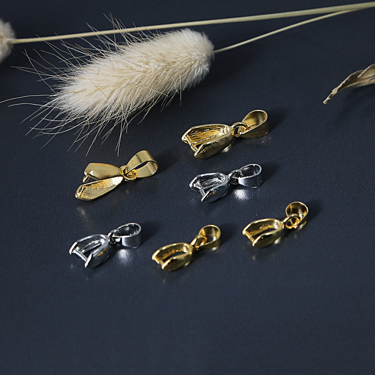 12pcs Melon Seed Buckle Pendant Pinch Clip Bail Clasp Closure Hook Fasteners For DIY Necklace Jewelry Making Supplies Material﻿