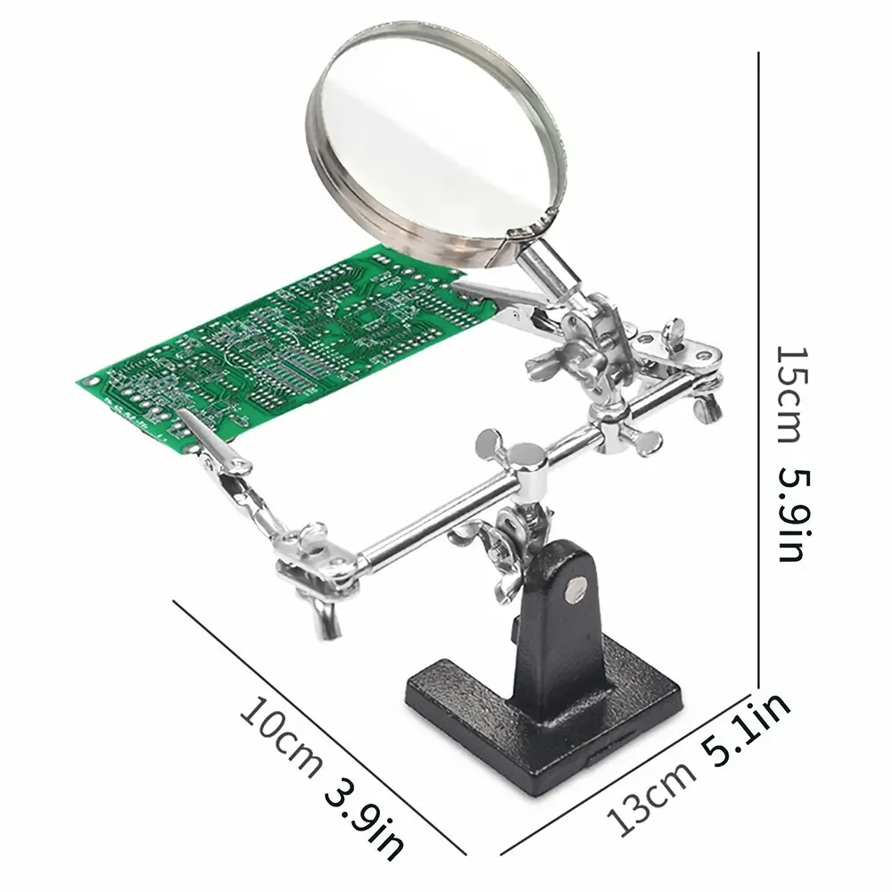 Soldering Iron Station Stand Welding Magnifying Glass Clip Clamp LED Light Desktop Magnifier Third Hand Soldering Repair Tool