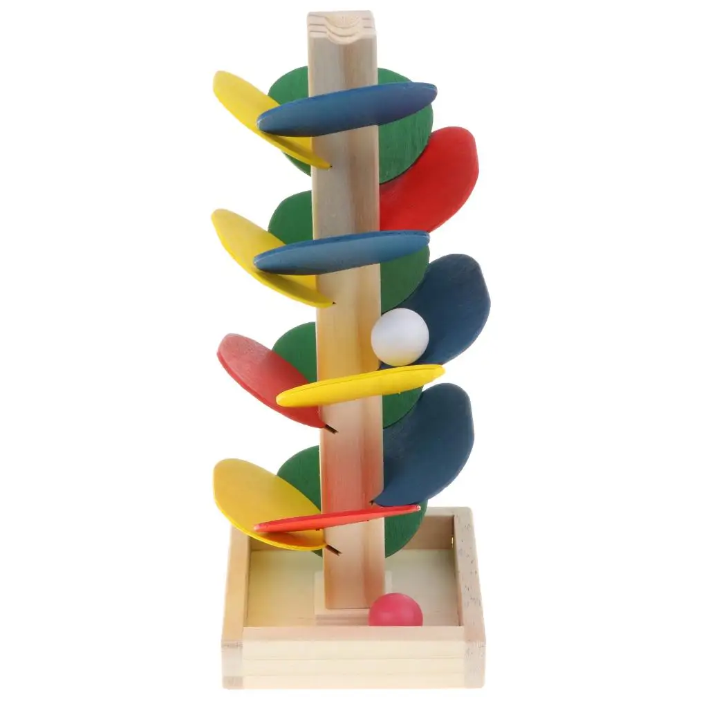 Kids Wooden Marble Ball Rolling Bead Track DIY Tree Tower Assembly Puzzle Toy for Basic Life Skills