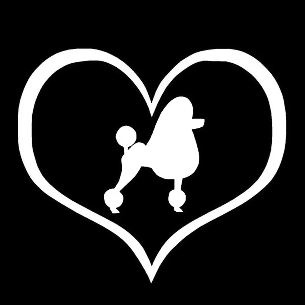 Heart Frame Poodle Dog Silhouette Vinyl Car Decal Waterproof Pet Sticker For SUV Truck Window Bumper Auto Exterior Decor