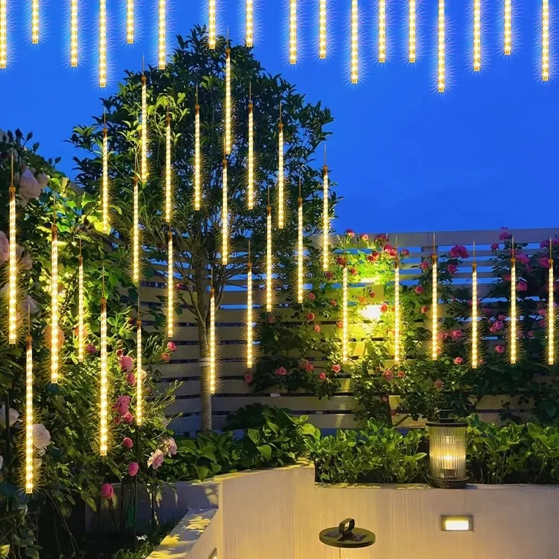 

Solar Meteor Shower 8Tubes Light Holiday LED String Lights Christmas Outdoor Lighting for New Year Eave Garden Decor