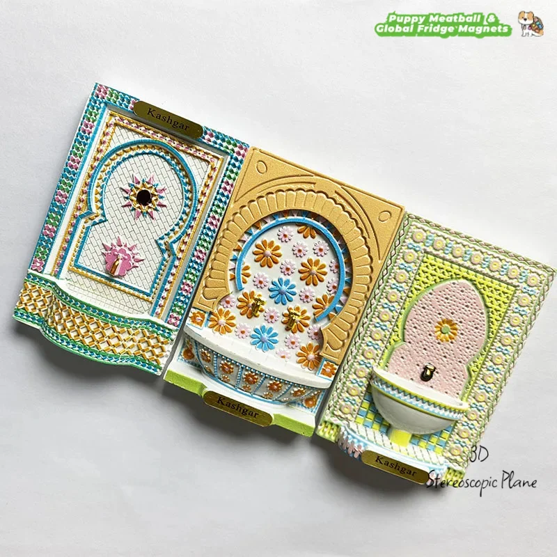 Xinjiang Kashgar Cultural Tourism Souvenirs Exotic Style 3D Carved Refrigerator Magnets Magnetic Frame Shape