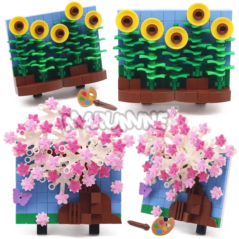 

MARUMINE MOC Blocks Tree Flower Decorative Artwork Painting Set DIY Building Bricks Model Kit NewYear Christmas Gift Toys