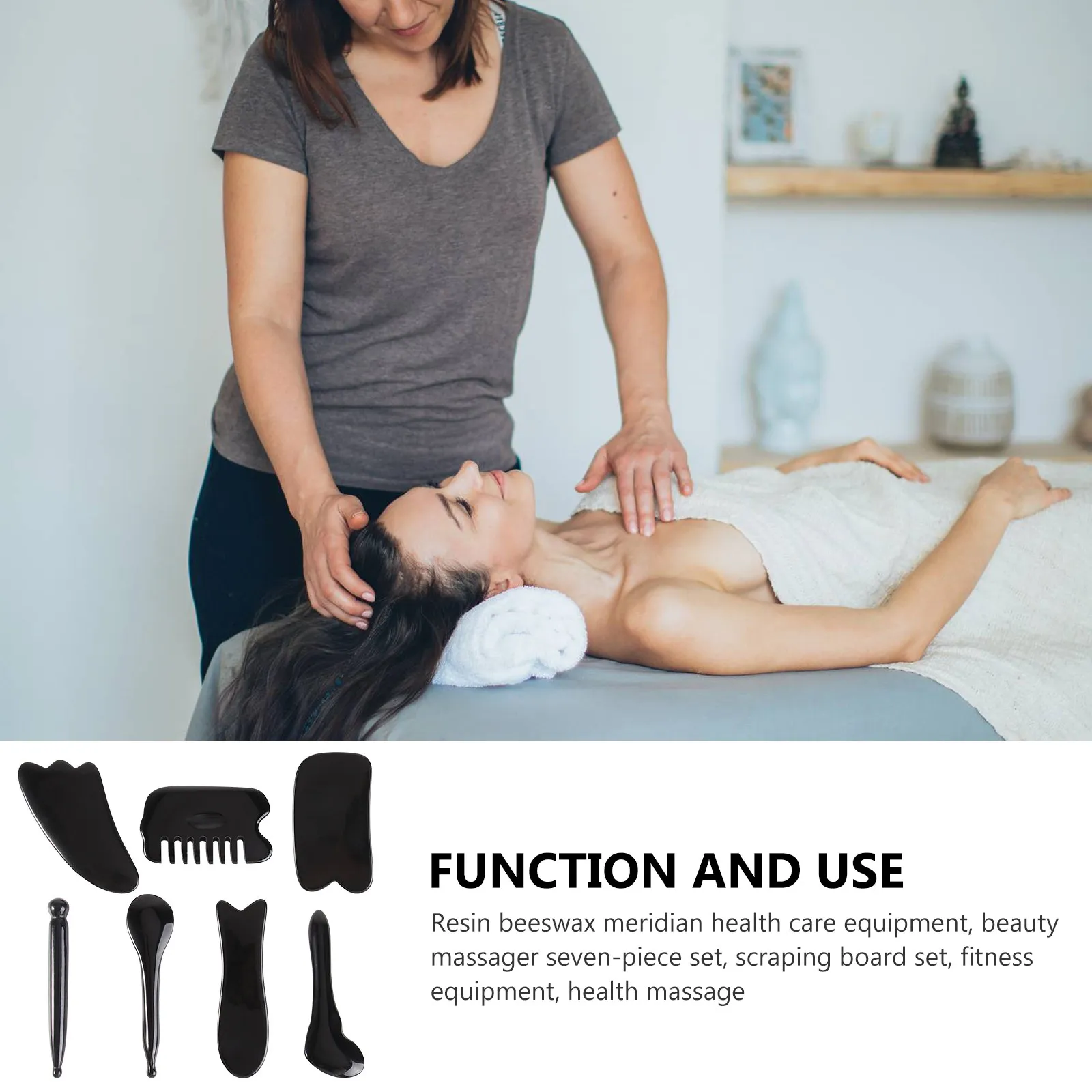 

Набор из 1 черного скребкового массажера из смолы для восстановления мышц, массажа лица, шеи, плеч, фитнес-инструменты