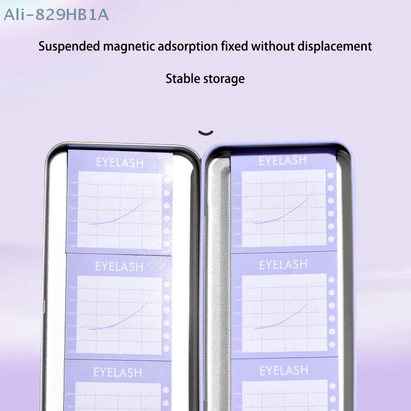 Scatola di immagazzinaggio per pallet con scatola di visualizzazione per estensione ciglia a strato singolo per scatola di protezione per ciglia con fogli magnetici sospesi individuali