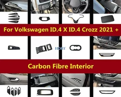 Car Carbon Fibre Interior Accessories For Volkswagen ID.4 X ID.4 Crozz 2021 + Gear Shift Window Control Panel Air Vent Outlet