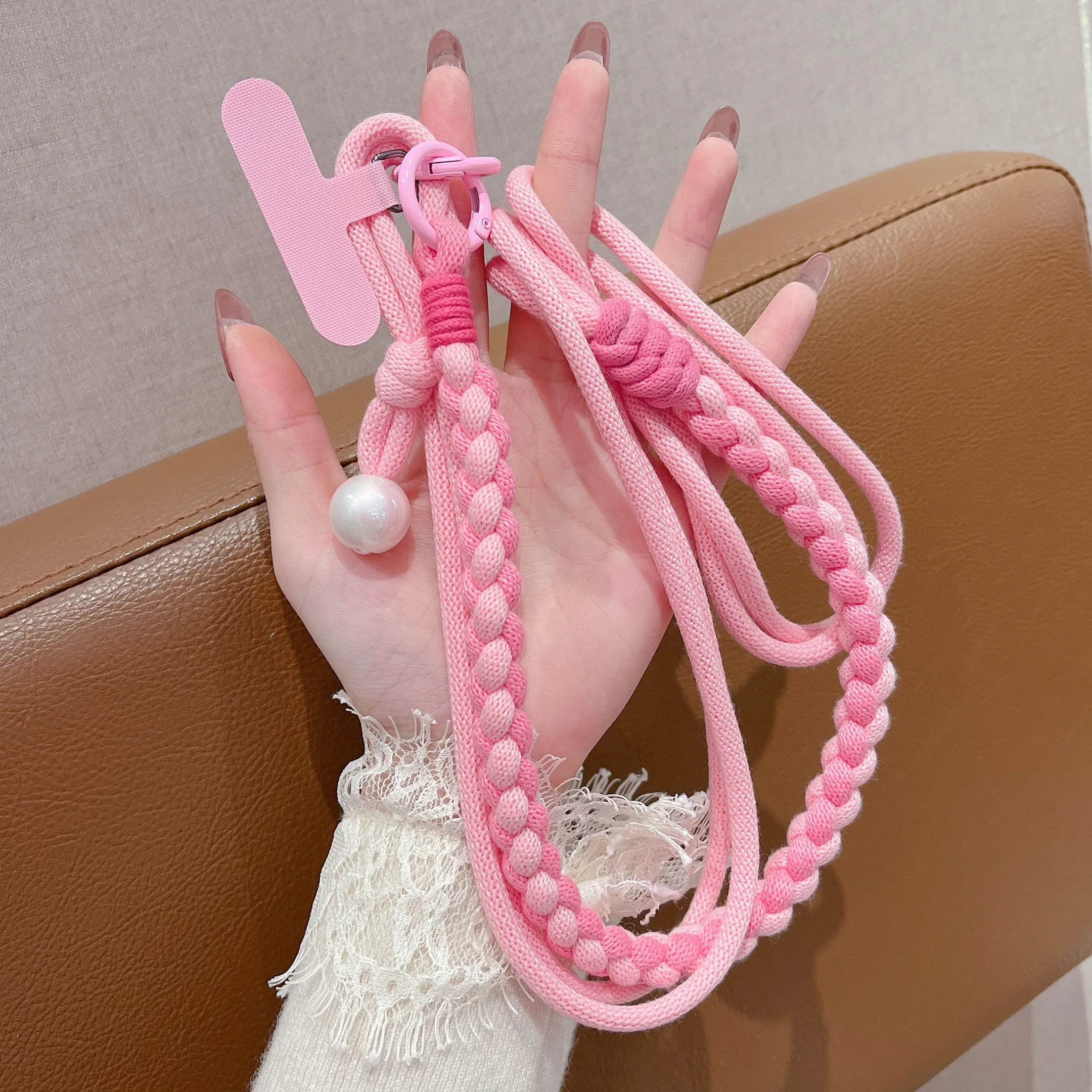 

Original Woven Cotton Color-Blocked Mobile Phone Lanyard, Adjustable Crossbody High-End Soft And Comfortable Accessory Pendant