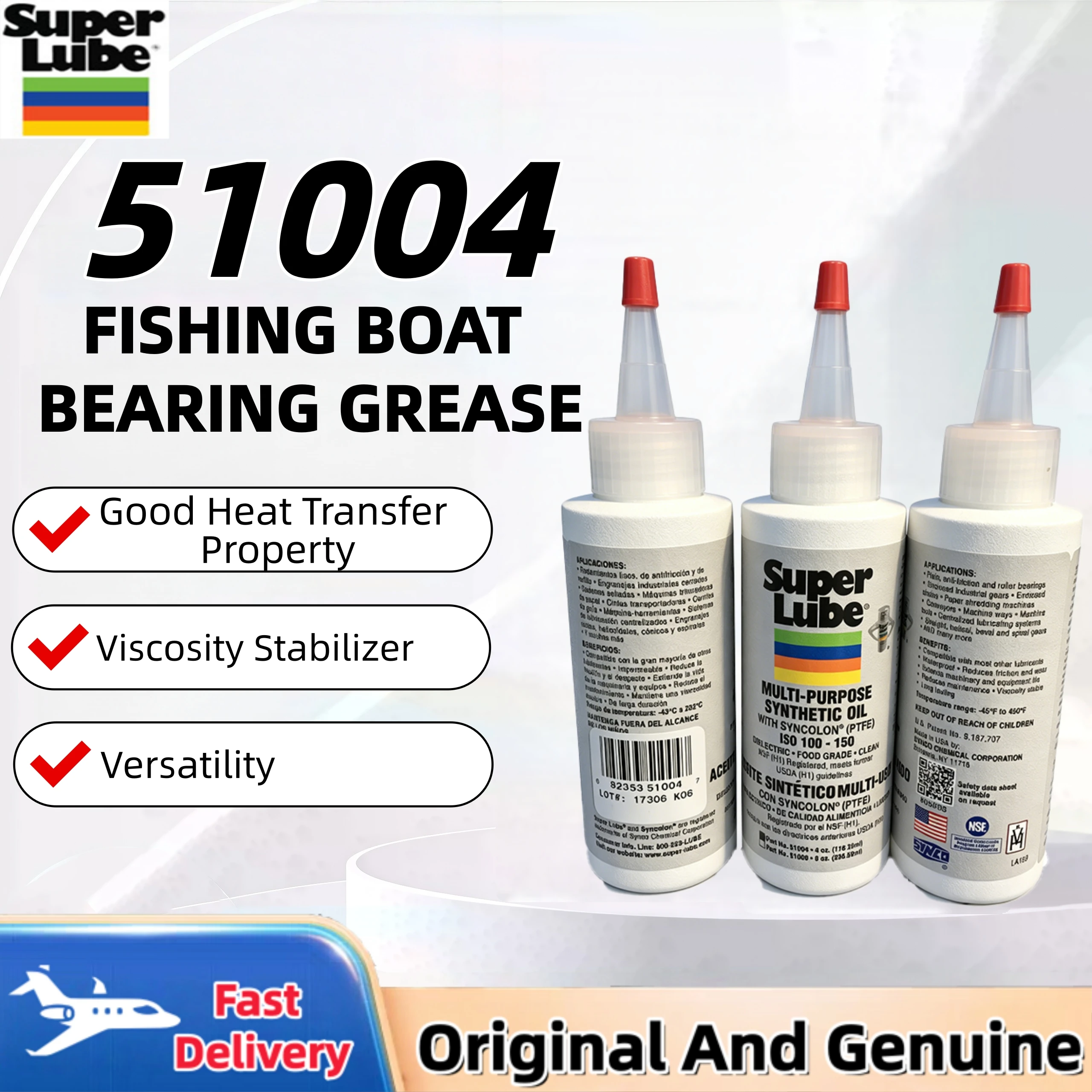 Super Lube 51004 Synthetic Oil Food Grade NSF H1 Lubricant for 3D Printers Bearing Chain Gear Machinery Grade Lubrication