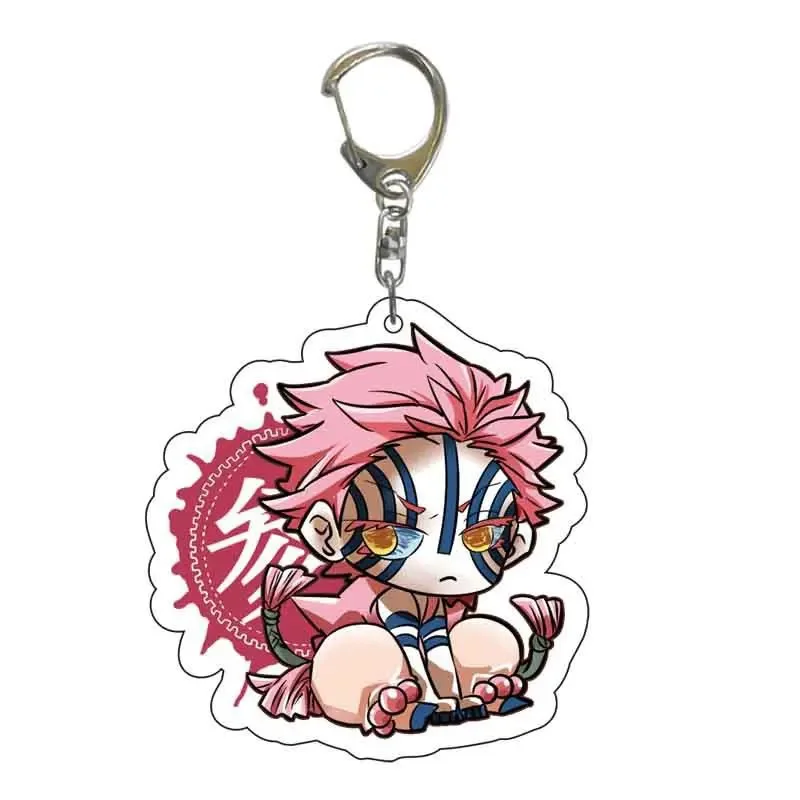 Douma Keychain Anime Kokushibou Kibutsuji Muzan Akaza Kaigaku Acrylic Keychain Backpack Pendant Demon Slayer Accessories