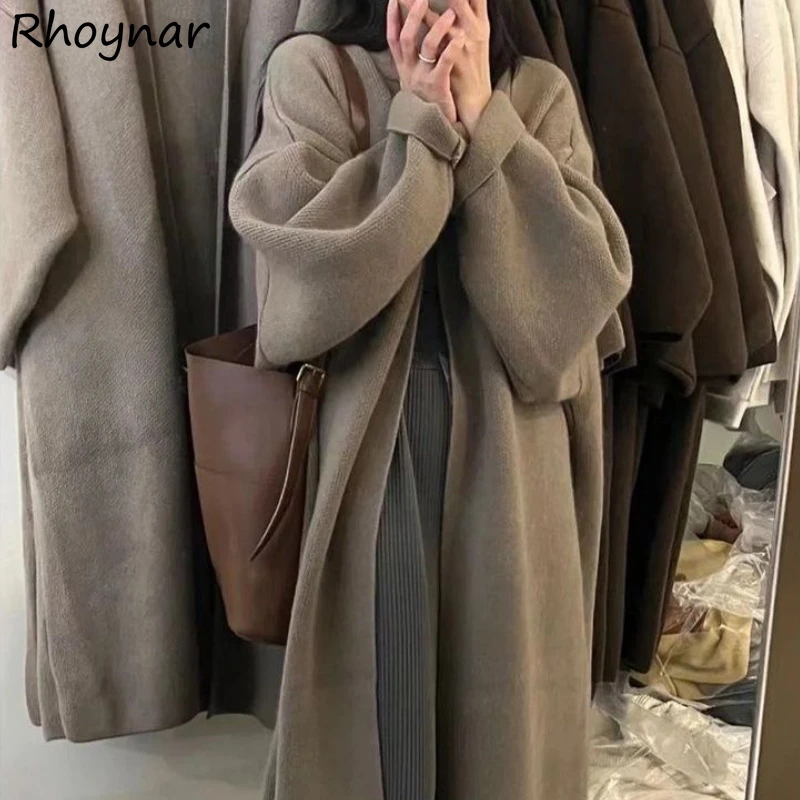 

Long Sweater Cardigan Women Pure Color Minimalist Temper Knitwear Korean Fashion Кардиган Женский Ladies Elegant Vintage Leisure