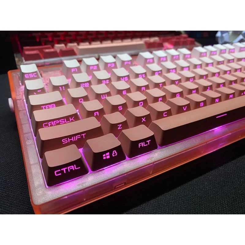 Imagem -05 - Blush Keycaps Pbt Fonte Transmite Luz Oem Perfil Gradiente Cor Keycap Backlight.