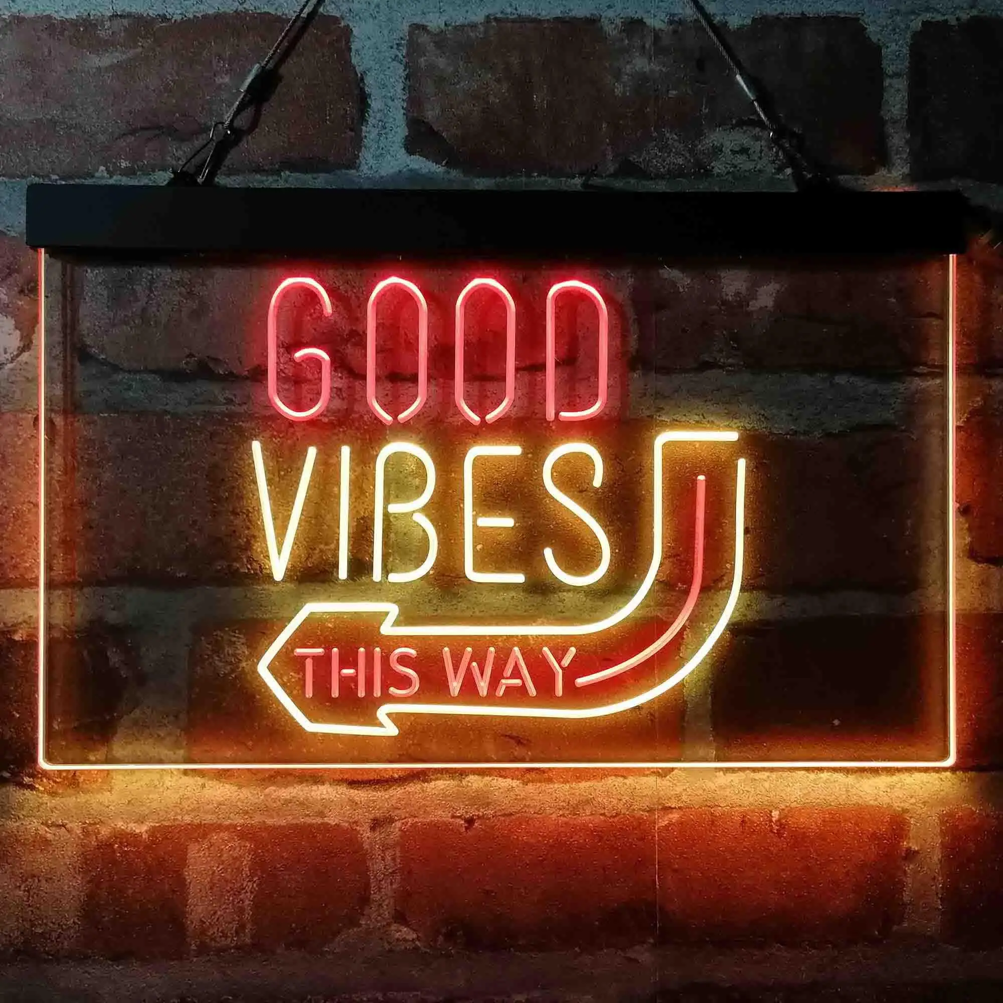 

Good Vibes Arrow This Way Двухцветная светодиодная неоновая вывеска st6-i4059