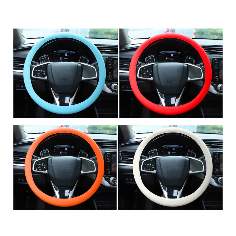 1PC Car Universal Silicone Steering Wheel Cover Elastic Glove Cover Texture Soft Multi Color Auto Decoration Covers Accessories