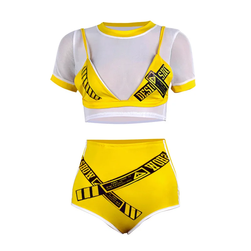 

Yellow Clothing Kpop Festival Outfit Women Gogo Dance Costume Nightclub Performance Wear Sexy Bar Party Rave Top Shorts