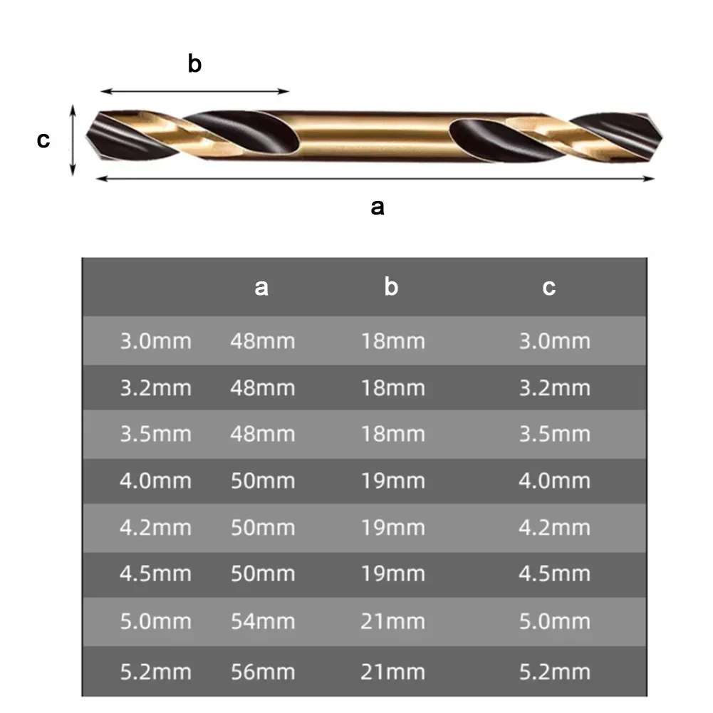 Juego de brocas de barrena HSS de doble cabezal, brocas de doble punta para Metal, acero inoxidable, hierro, herramienta eléctrica de perforación de