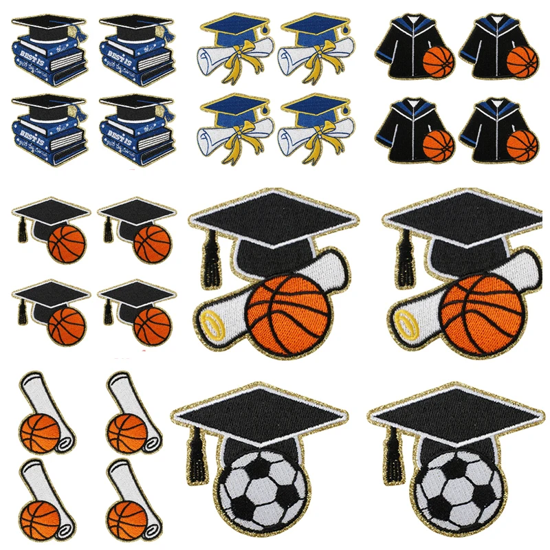 5PCS High School Football Graduate Embroidered Emble Patches Complete Graduate Emble Patch Iron On Patches For Student Uniform