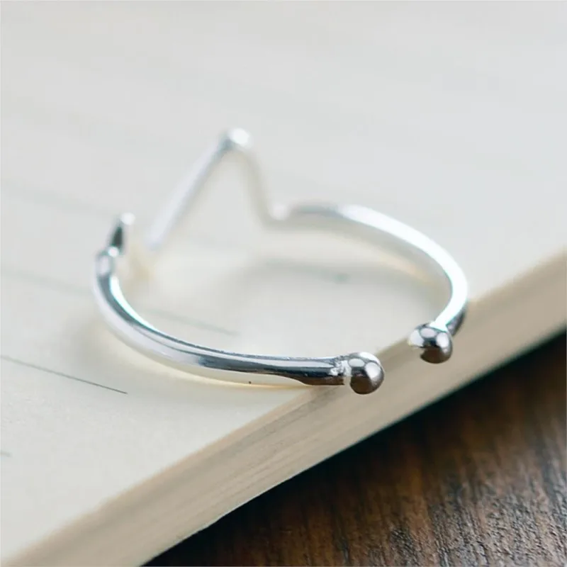 موضة جديدة بسيطة الخامس الدائري 925 فضة موجة البرق على شكل خواتم افتتاح شعبية R007