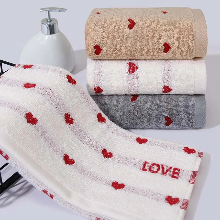 34x75cm Cute Love heart Towel for Adults Absorbent Quick Drying Spa Body Wrap Face Hair Shower lemon Towels Large Beach Cloth